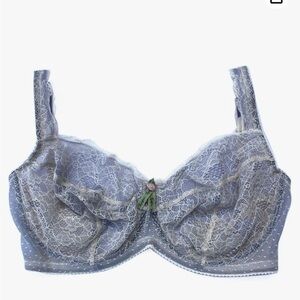 NWT Fayreform Vitality Sheer Lace Bra in Cream Lined with Gray/Purple UK 30F